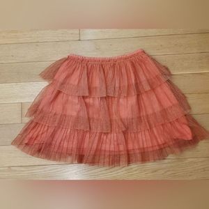 Girl's Hanna Andersson Pumpkin Color Tiered Glittery Skirt‎ Size 12